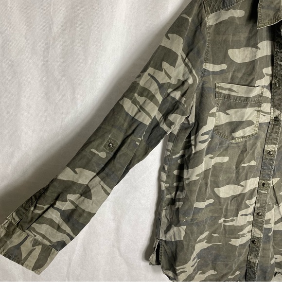 Express Boyfriend Army Camo Button Down Shirt - Picture 4 of 9